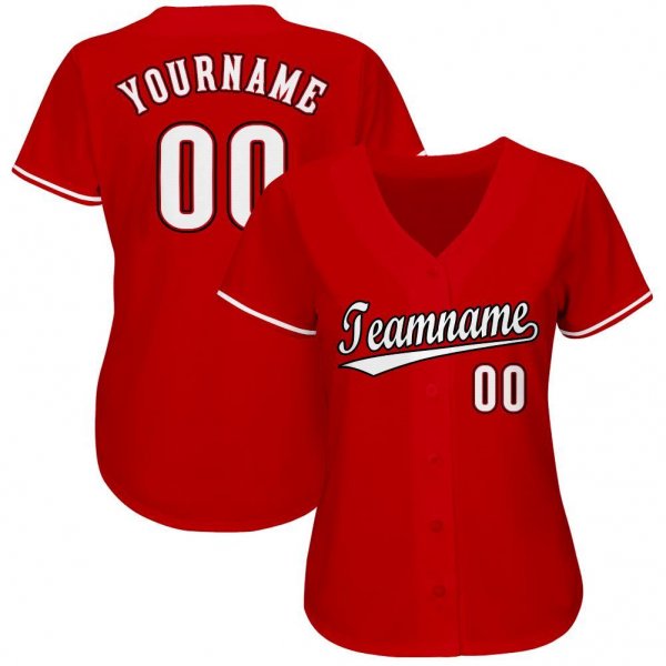 Men's Custom Red White-Black Baseball Jersey