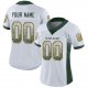 Women's Custom White Green-Gold Mesh Drift Fashion Football Jersey