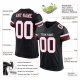 Women's Custom Black White-Red Mesh Authentic Football Jersey