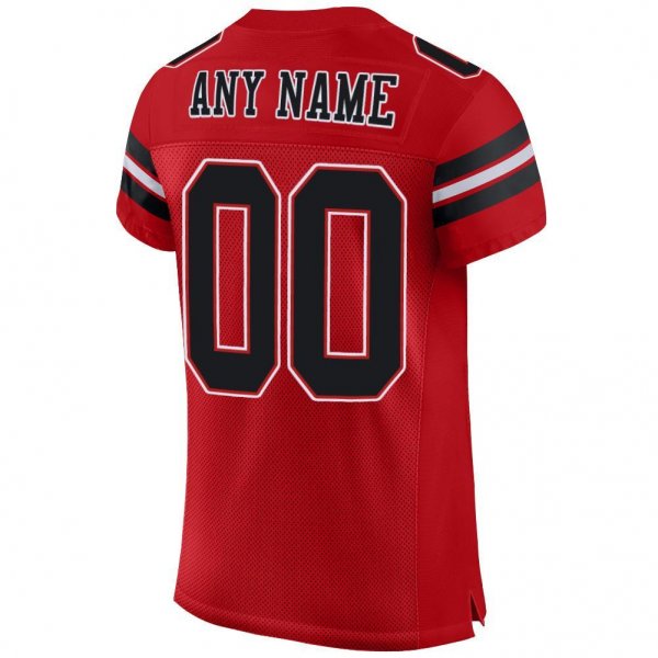 Women's Custom Red Black-White Mesh Authentic Football Jersey