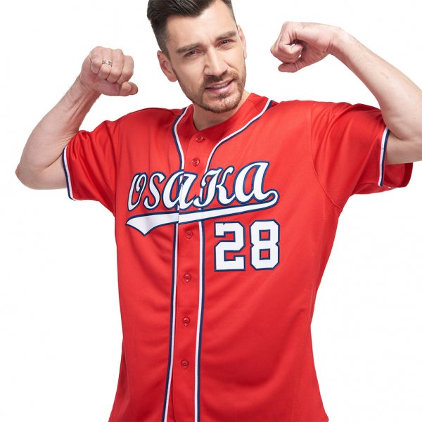 Men's Custom Red White-Navy Baseball Jersey