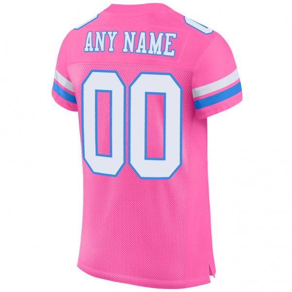 Kid's Custom Pink White-Powder Blue Mesh Authentic Football Jersey