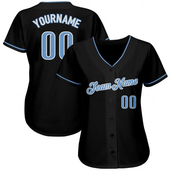 Preschool Custom Black Light Blue-White Authentic Baseball Jersey