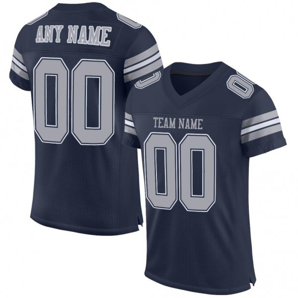 Preschool Custom Navy Gray-White Mesh Authentic Football Jersey