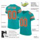 Women's Custom Aqua Orange-White Mesh Authentic Football Jersey