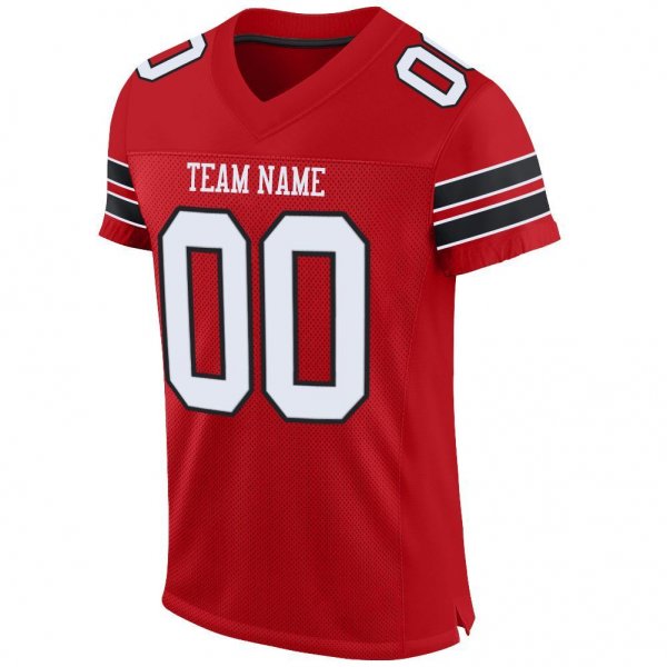 Women's Custom Red White-Black Mesh Authentic Football Jersey