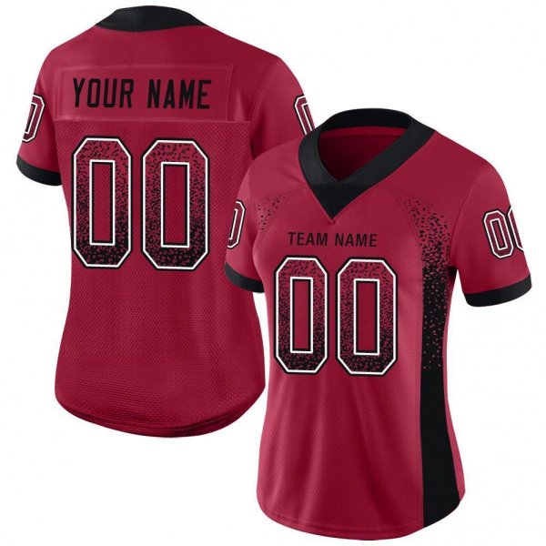 Youth Custom Cardinal Black-White Mesh Drift Fashion Football Jersey