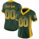 Women's Custom Green Gold-White Mesh Drift Fashion Football Jersey