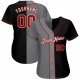 Women's Custom Black Red-Gray Authentic Split Fashion Baseball Jersey