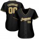 Women's Custom Black Old Gold-White Authentic Baseball Jersey