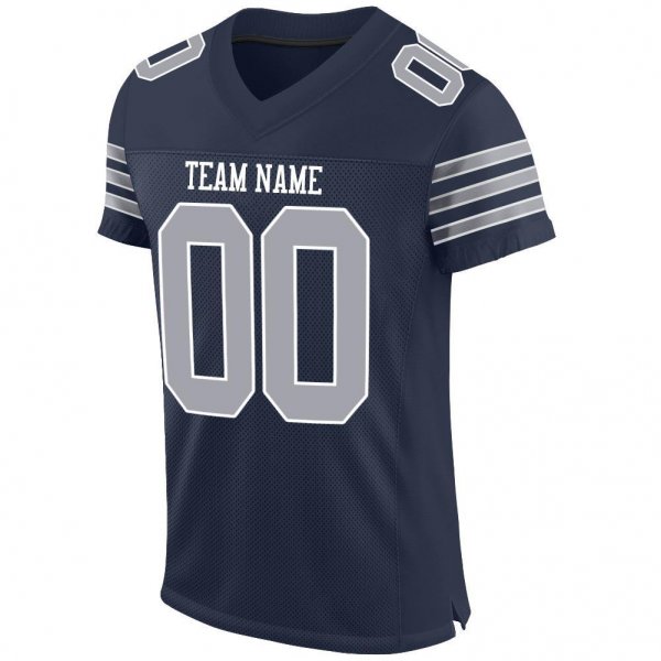 Preschool Custom Navy Gray-White Mesh Authentic Football Jersey