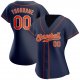 Women's Custom Navy Orange-White Authentic Baseball Jersey