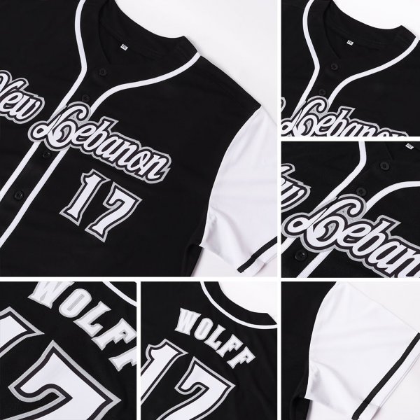 Kid's Custom Black White-Gray Authentic Baseball Jersey