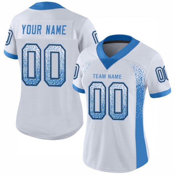 Men's Custom White Powder Blue-Black Mesh Drift Fashion Football Jersey