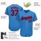 Preschool Custom Powder Blue Red-Navy Authentic Baseball Jersey