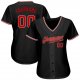 Women's Custom Black Red-Gray Authentic Baseball Jersey