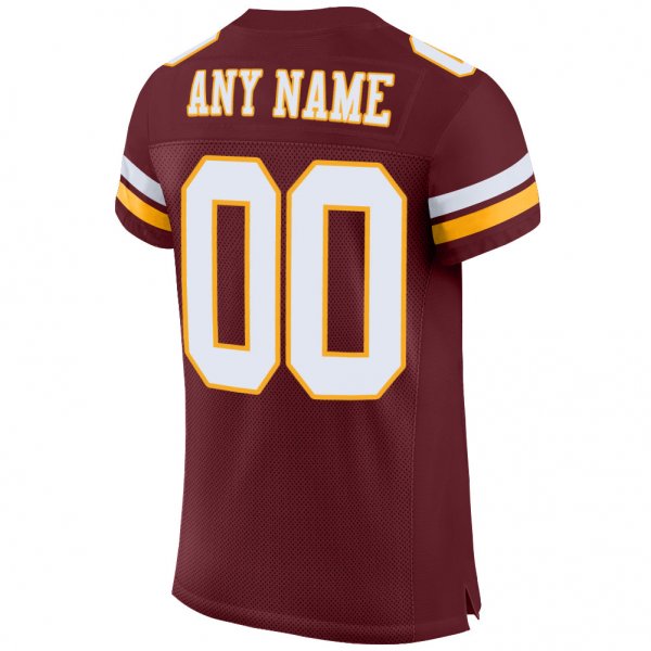 Kid's Custom Burgundy White-Gold Mesh Authentic Football Jersey