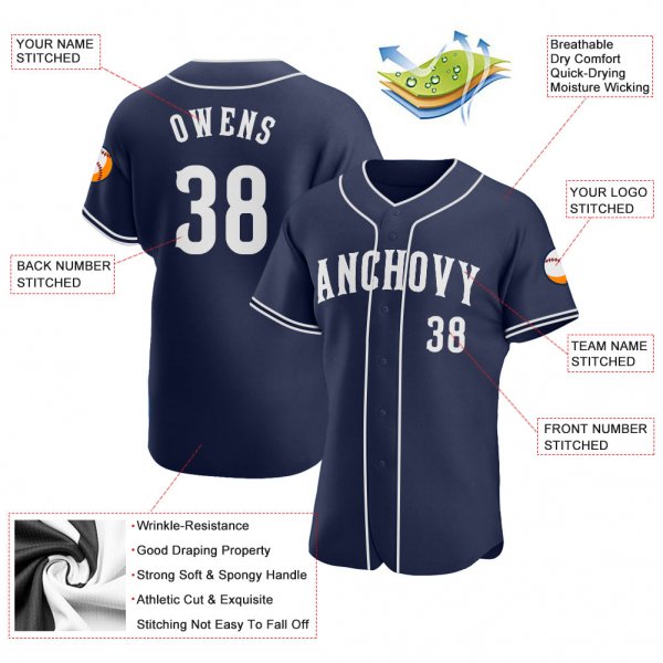 Preschool Custom Navy White Authentic Baseball Jersey