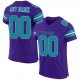 Kid's Custom Purple Aqua-White Mesh Authentic Football Jersey