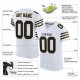 Women's Custom White Black-Old Gold Mesh Authentic Football Jersey