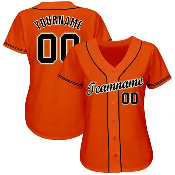 Kid's Custom Orange Black-Cream Baseball Jersey