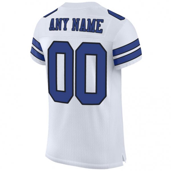 Women's Custom White Royal-Black Mesh Authentic Football Jersey