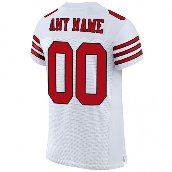 Women's Custom White Red-Black Mesh Authentic Football Jersey