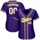 Men's Custom Purple White-Gold Authentic Baseball Jersey