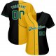 Kid's Custom Black Kelly Green-Gold Authentic Split Fashion Baseball Jersey