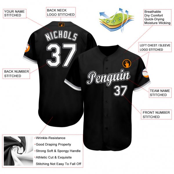 Preschool Custom Black White-Gray Baseball Jersey