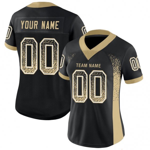 Men's Custom Black Vegas Gold-White Mesh Drift Fashion Football Jersey