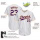 Kid's Custom White Purple Pinstripe Purple-Gold Authentic Baseball Jersey