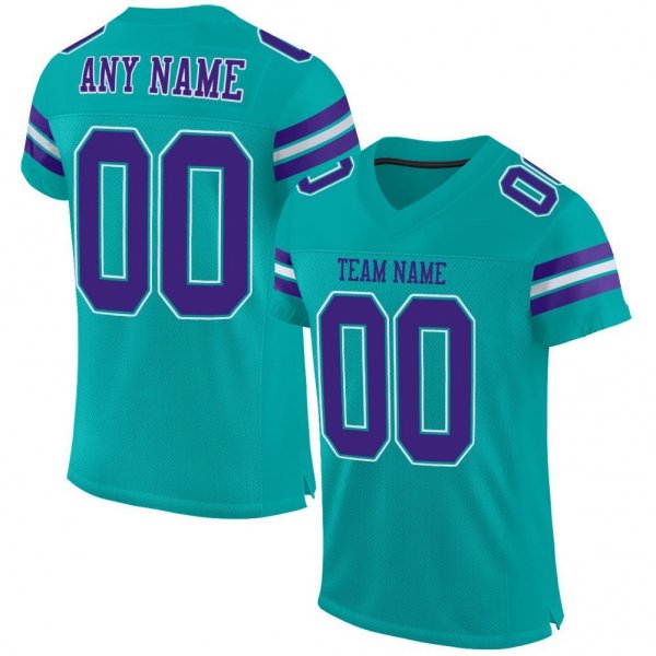 Preschool Custom Aqua Purple-White Mesh Authentic Football Jersey