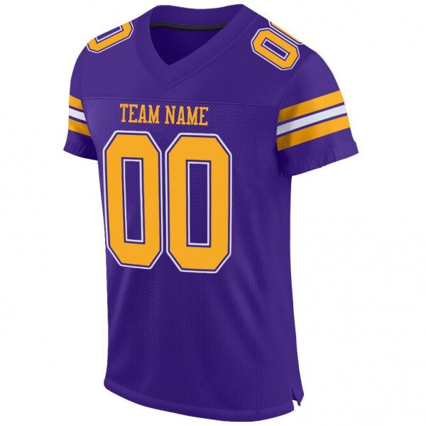 Kid's Custom Purple Gold-White Mesh Authentic Football Jersey