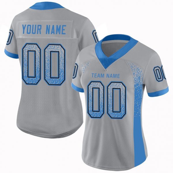 Men's Custom Light Gray Powder Blue-Black Mesh Drift Fashion Football Jersey