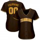 Women's Custom Brown Gold-White Baseball Jersey