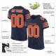 Women's Custom Navy Orange-White Mesh Authentic Football Jersey