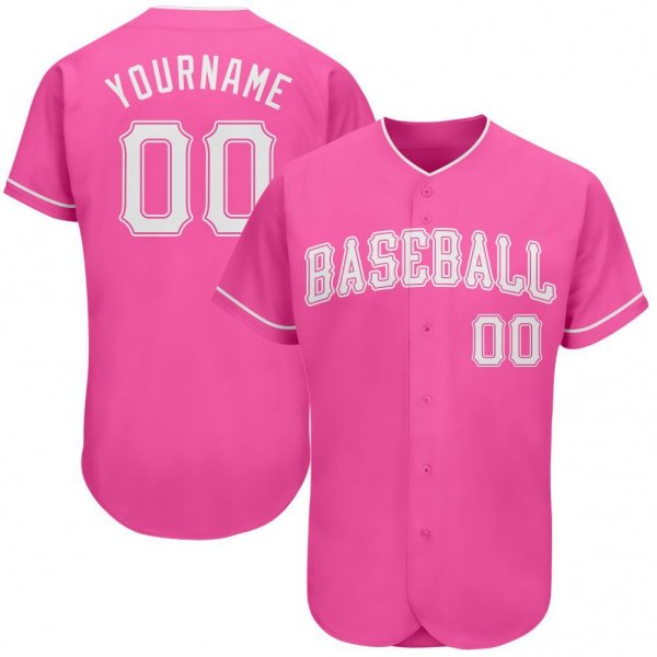 Women's Custom Pink White Authentic Baseball Jersey