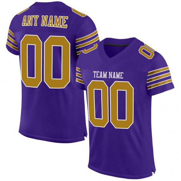 Kid's Custom Purple Old Gold-White Mesh Authentic Football Jersey