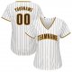 Men's Custom White Brown Pinstripe Brown-Gold Baseball Jersey