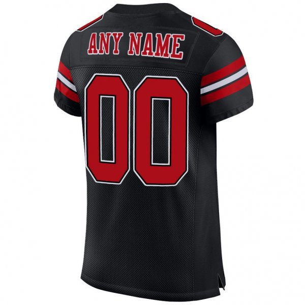 Women's Custom Black Red-White Mesh Authentic Football Jersey