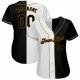 Men's Custom White-Black Old Gold Authentic Split Fashion Baseball Jersey