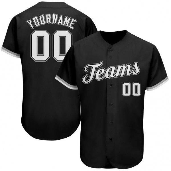 Kid's Custom Black White-Gray Authentic Baseball Jersey