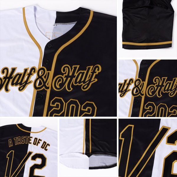 Women's Custom White-Black Old Gold Authentic Split Fashion Baseball Jersey