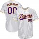 Men's Custom White Purple Pinstripe Purple-Gold Authentic Baseball Jersey