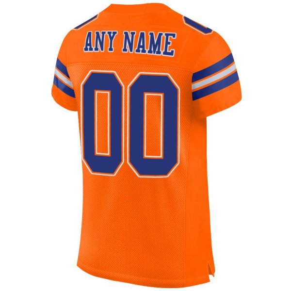 Women's Custom Orange Royal-White Mesh Authentic Football Jersey