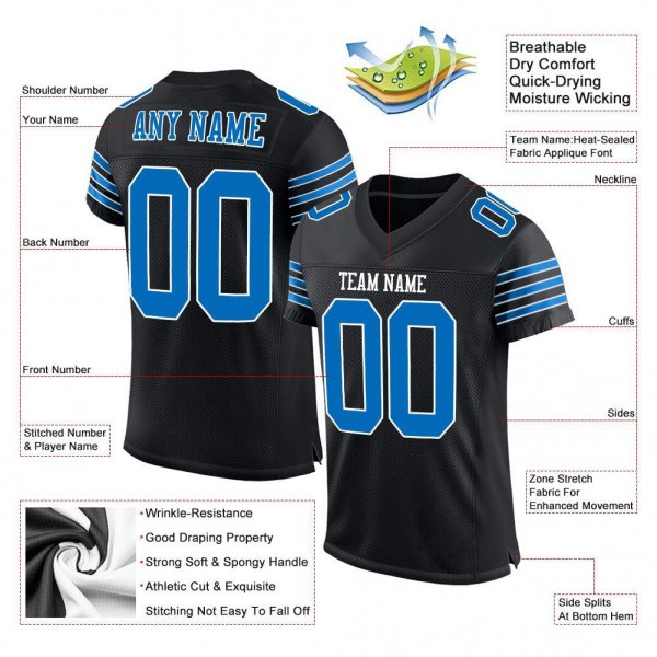 Women's Custom Black Panther Blue-White Mesh Authentic Football Jersey