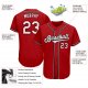 Preschool Custom Red White-Black Authentic Baseball Jersey