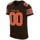 Men's Custom Brown Orange-White Mesh Authentic Football Jersey