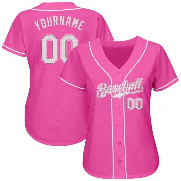 Kid's Custom Pink White Authentic Baseball Jersey